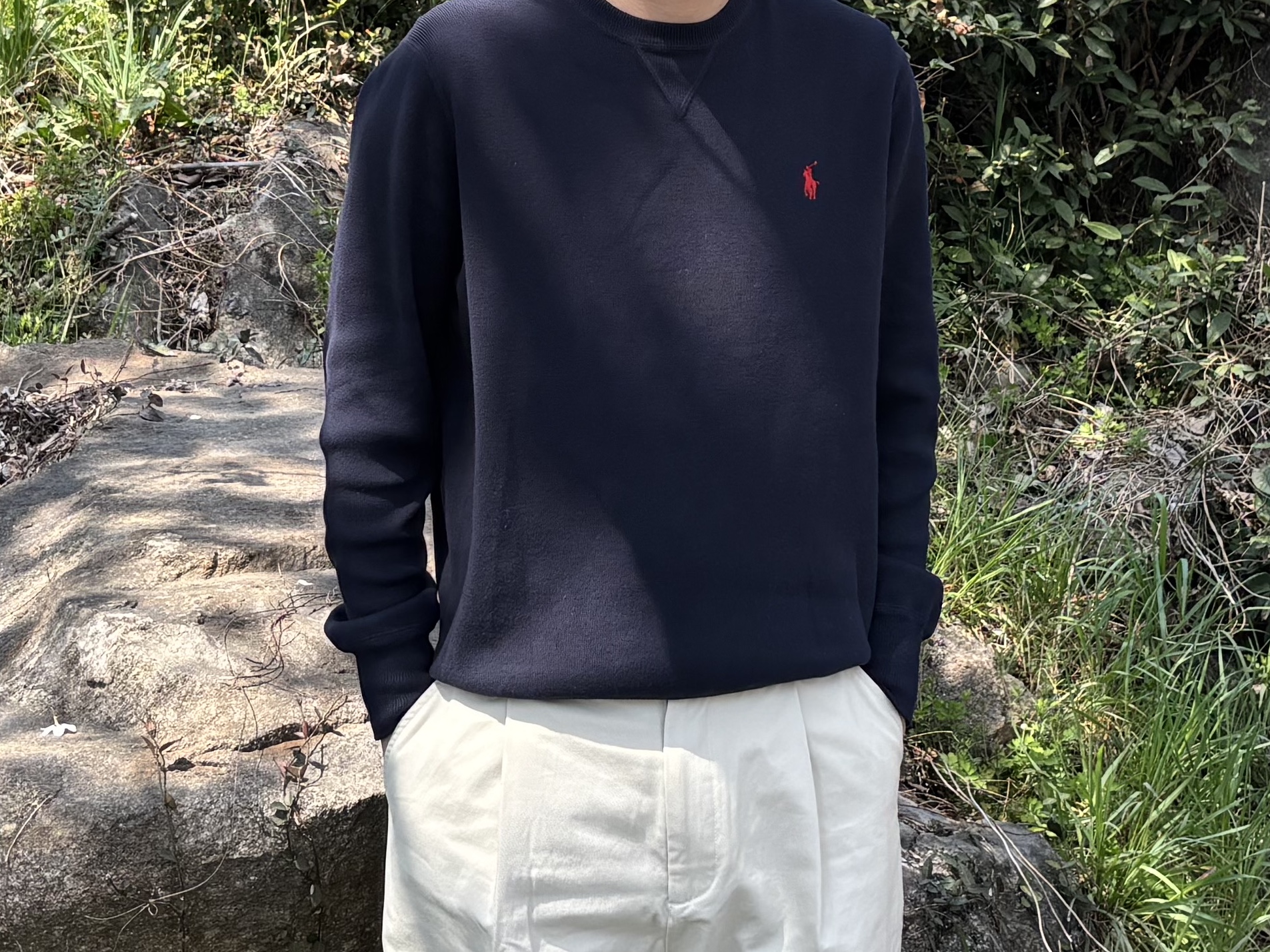 [15%적립] Polo Ralph Lauren RL Fleece Sweatshirt Cruise Navy 착용 스타일