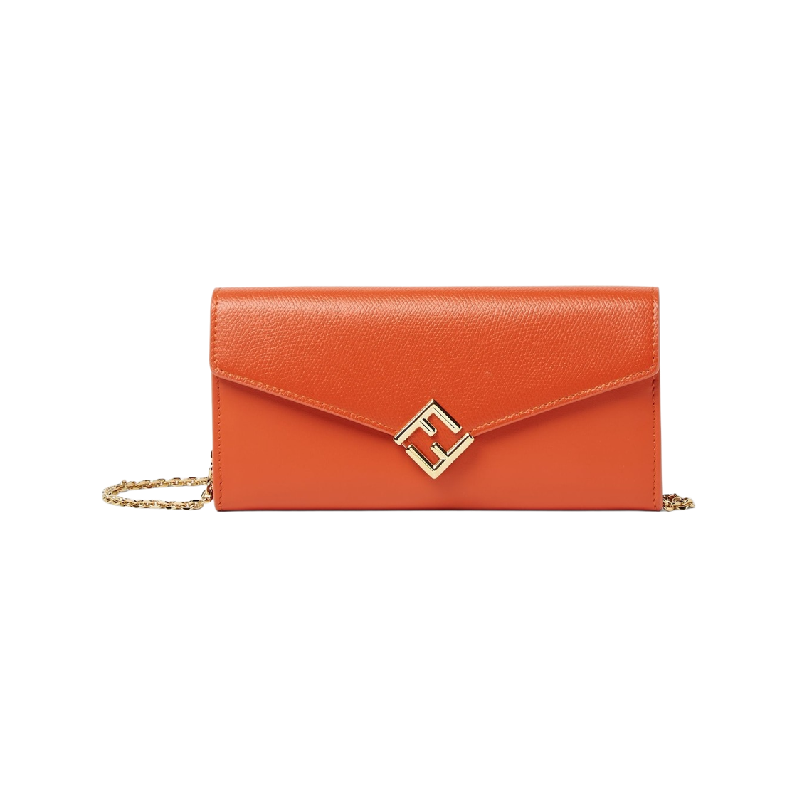 8M0365ALV4F1SKH Fendi FF Diamonds Continental Wallet with Chain Leather Orange