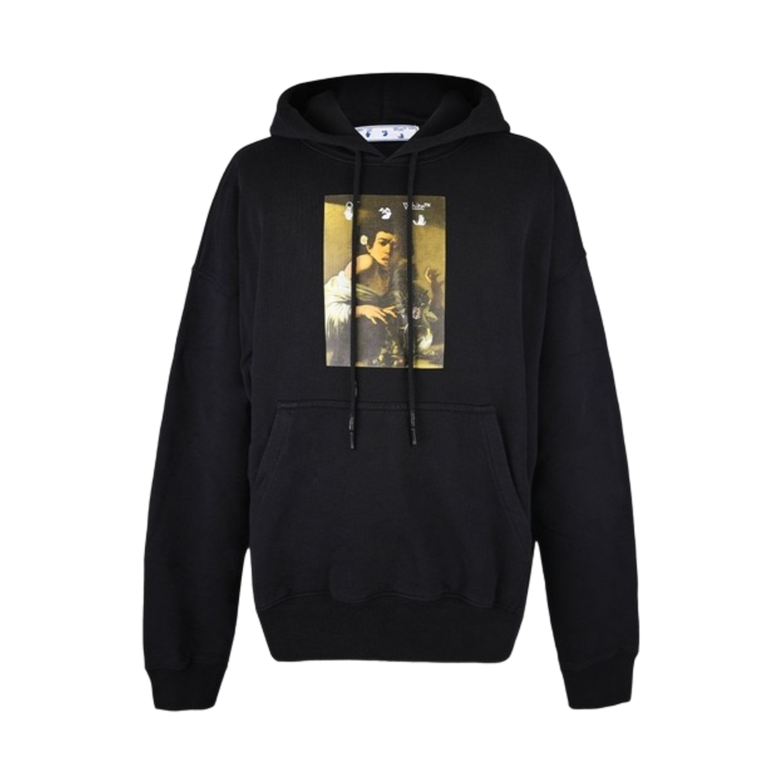 오프화이트 프린팅 드로우스트링 후드 블랙(Off-White Printing Drawstring Hoodie Black)