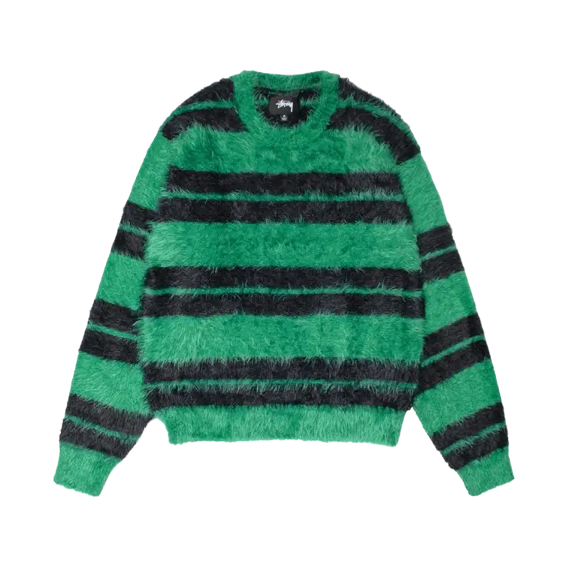 117229 Stussy Hairy Stripe Crew Sweater Black Green