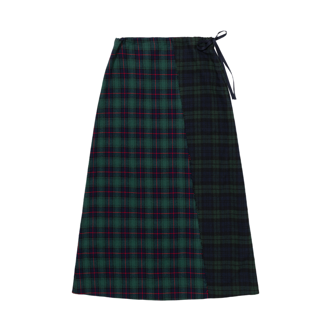 F254SK01 FRITUR Tartan Check Maxi Skirt Green