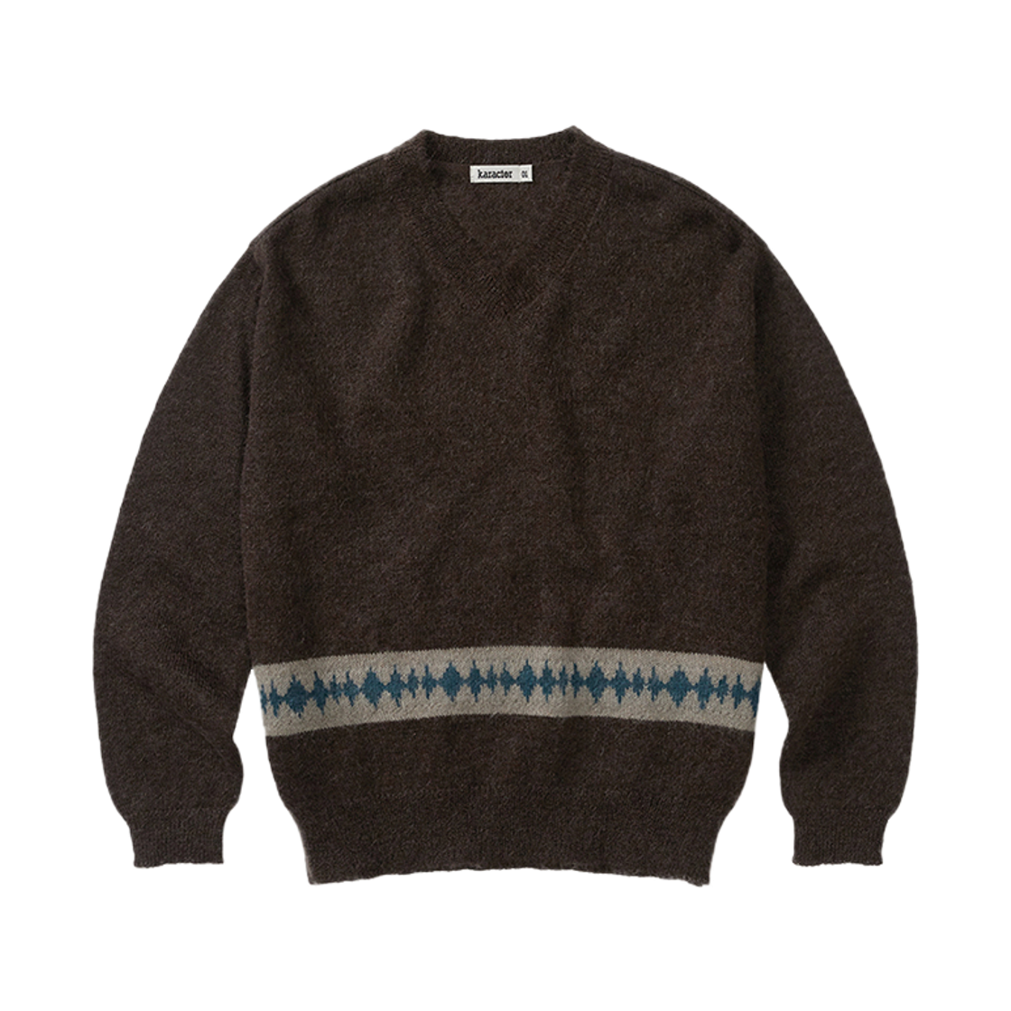 카락터 키드모헤어 브이넥 니트 브라운(Karactor Kidmohair V-Neck Knit Brown)