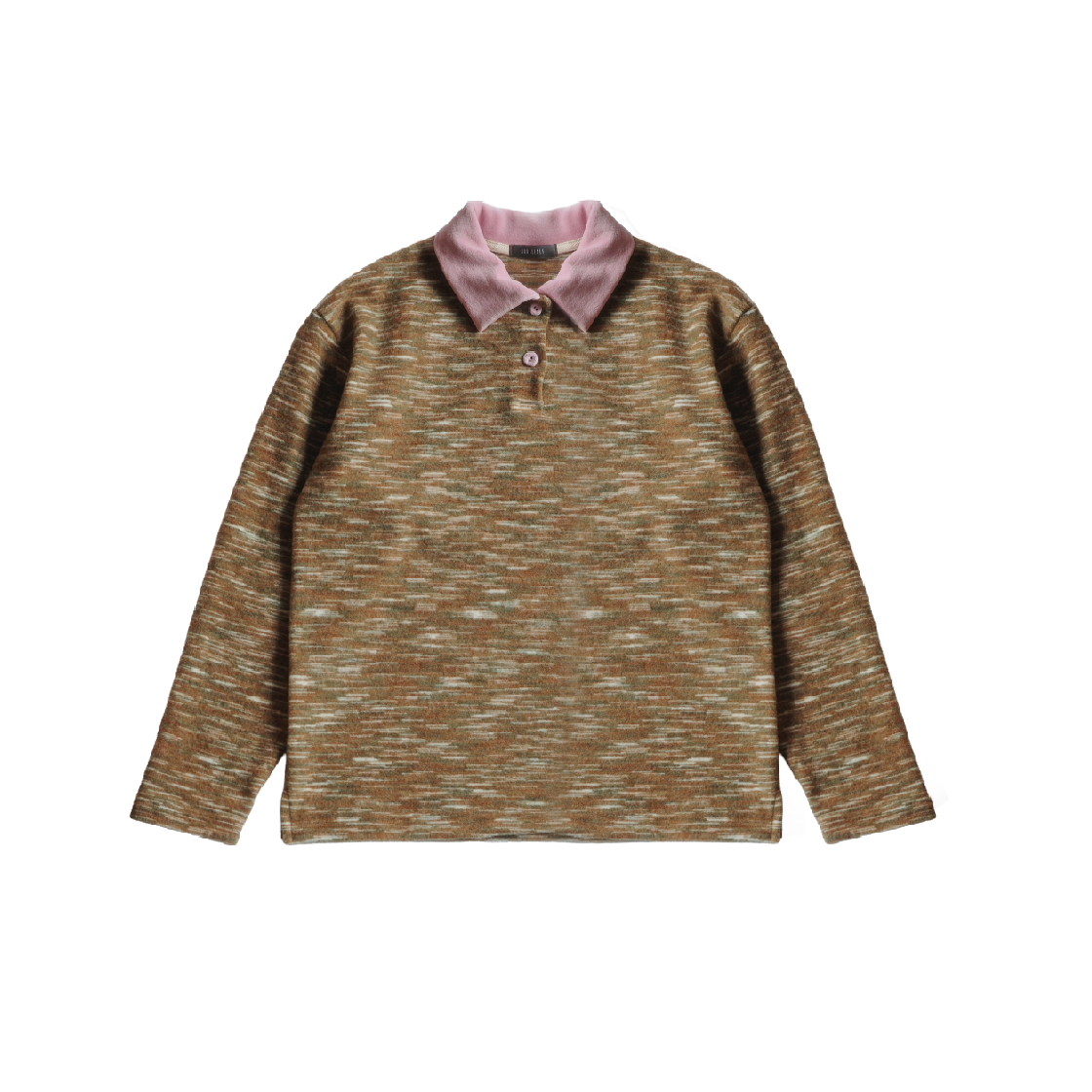 KS5CRTO001BR Kookeesee Marble Stripe Collar Tee brown