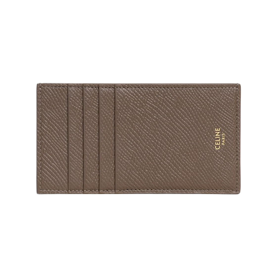 10B673BEL-15KH Celine Compact Card Holder in Grained Calfskin Khaki