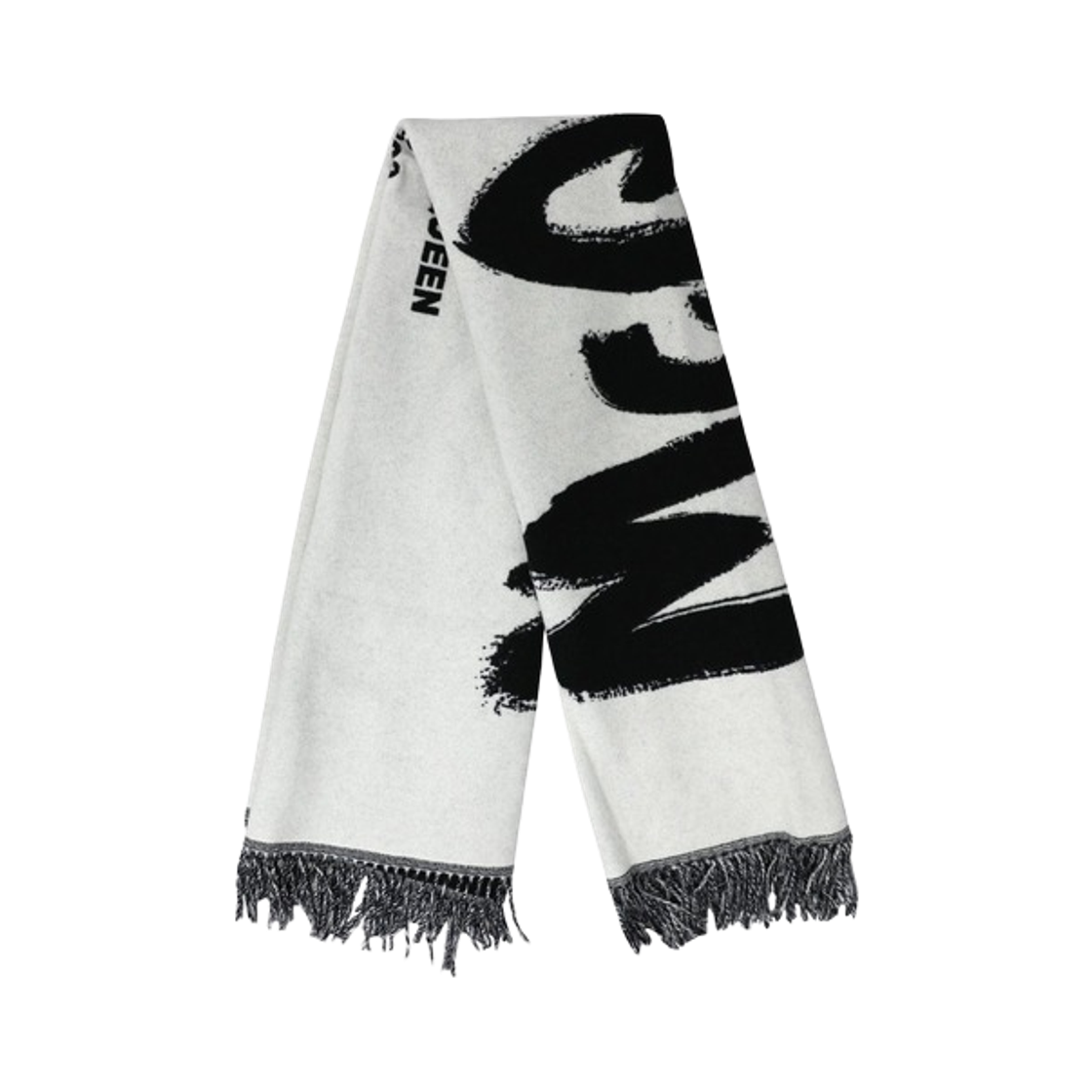 7062733200Q9060 Alexander McQueen Graffiti Logo Muffler White