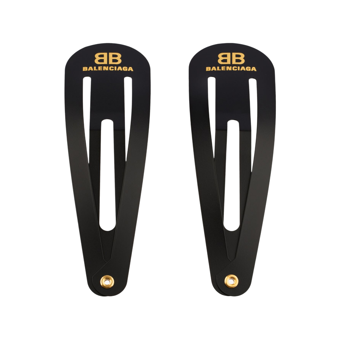 699021TZS1K5610 (W) Balenciaga Holli XXL Snap Clip Set Black (Set of 2)