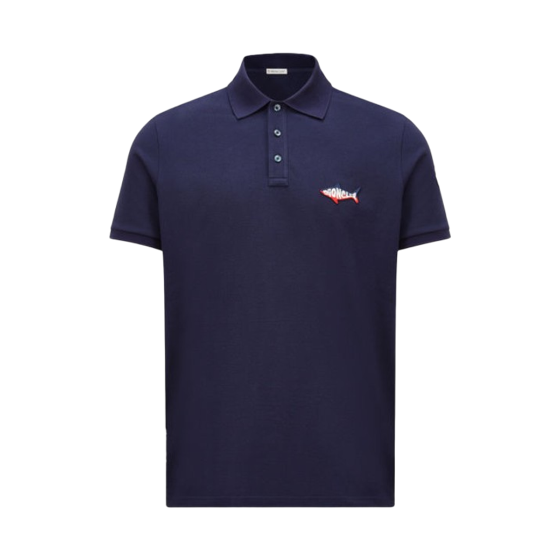 몽클레르 샤크 패치 코튼 피케 폴로 셔츠 다크 블루 - 25SS(Moncler Shark Patch Cotton Piquet Polo Shirt Dark Blue - 25SS)