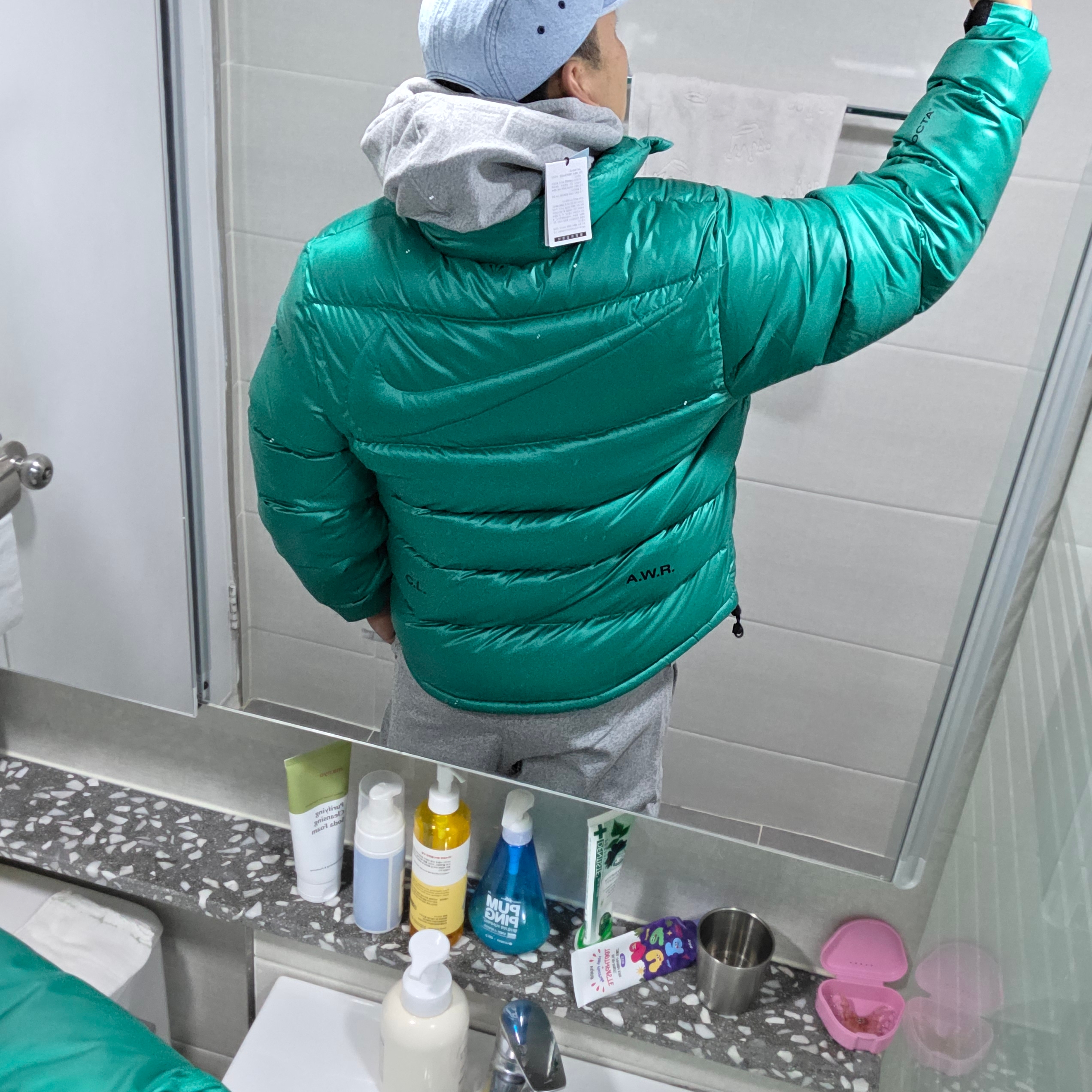 Nike x Drake Nocta Sunset Puffer Jacket Neptune Green Black - Asia 착용 스타일 - 2