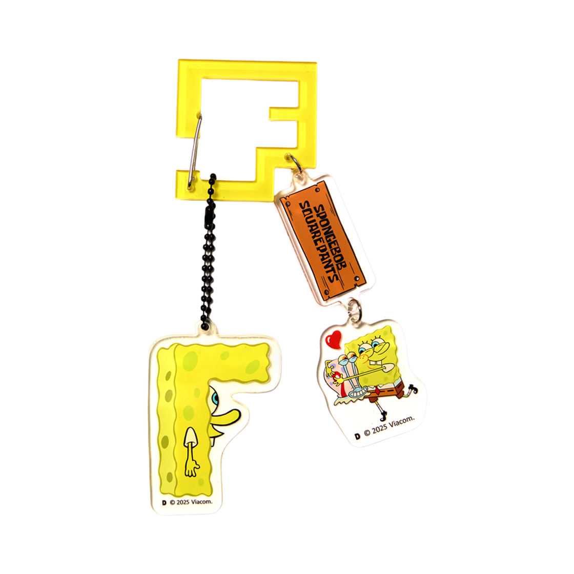 댄꼼마 x 스폰지밥 F 카라비너 키링(DANCOMMA x SpongeBob SquarePants F Carabiner Keyring)
