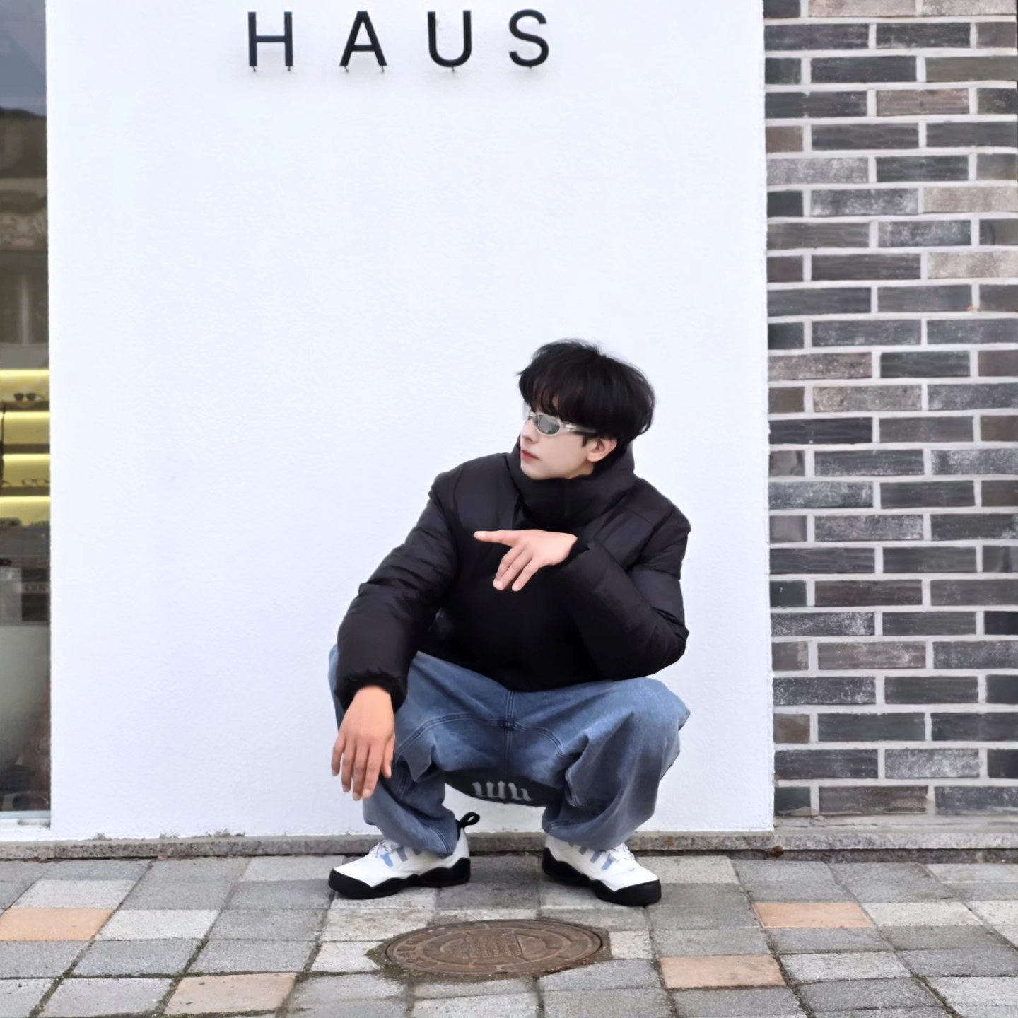 Honda H-Tech Non Quilting Hoodie Jacket Black, NOMANUAL Raw Vision Denim Pants White Blue 착용 스타일 - 1
