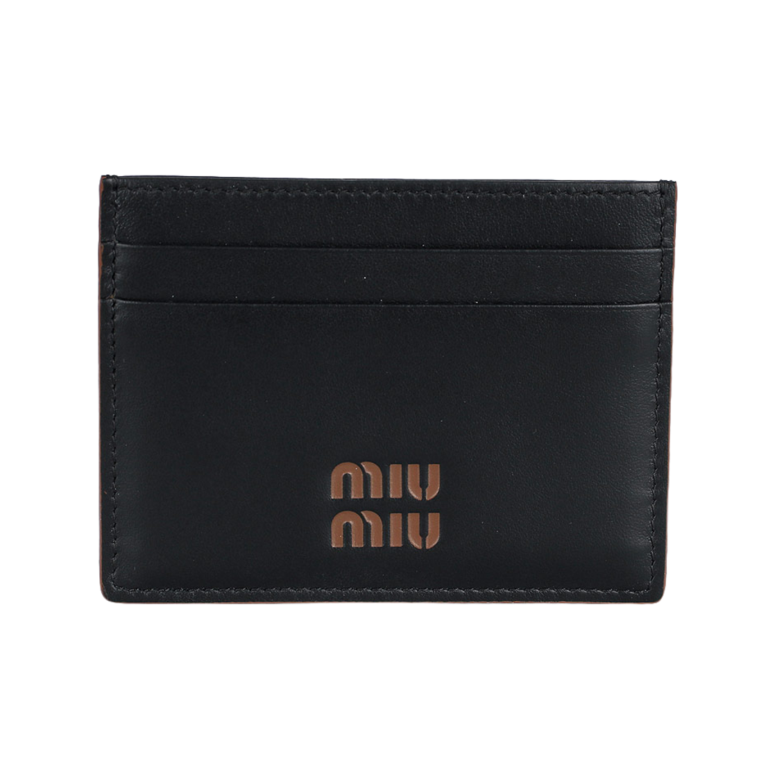 미우 미우 마테라쎄 카드 홀더 블랙 꼬냑(Miu Miu Matelasse Card Holder Black Cognac)