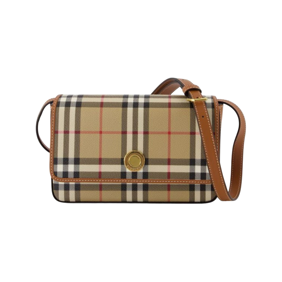 8109803 Burberry Hampshire Check Shoulder Bag Beige