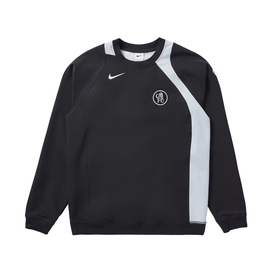 나이키 첼시 FC 3rd 토탈 90 사커 크루넥 탑 블랙 필드 실버 (HQ9776-010) (논 마킹 버전)(Nike Chelsea FC Third Total 90 Soccer Crewneck Top Black Field Silver (HQ9776-010) (Non Marking Ver.))