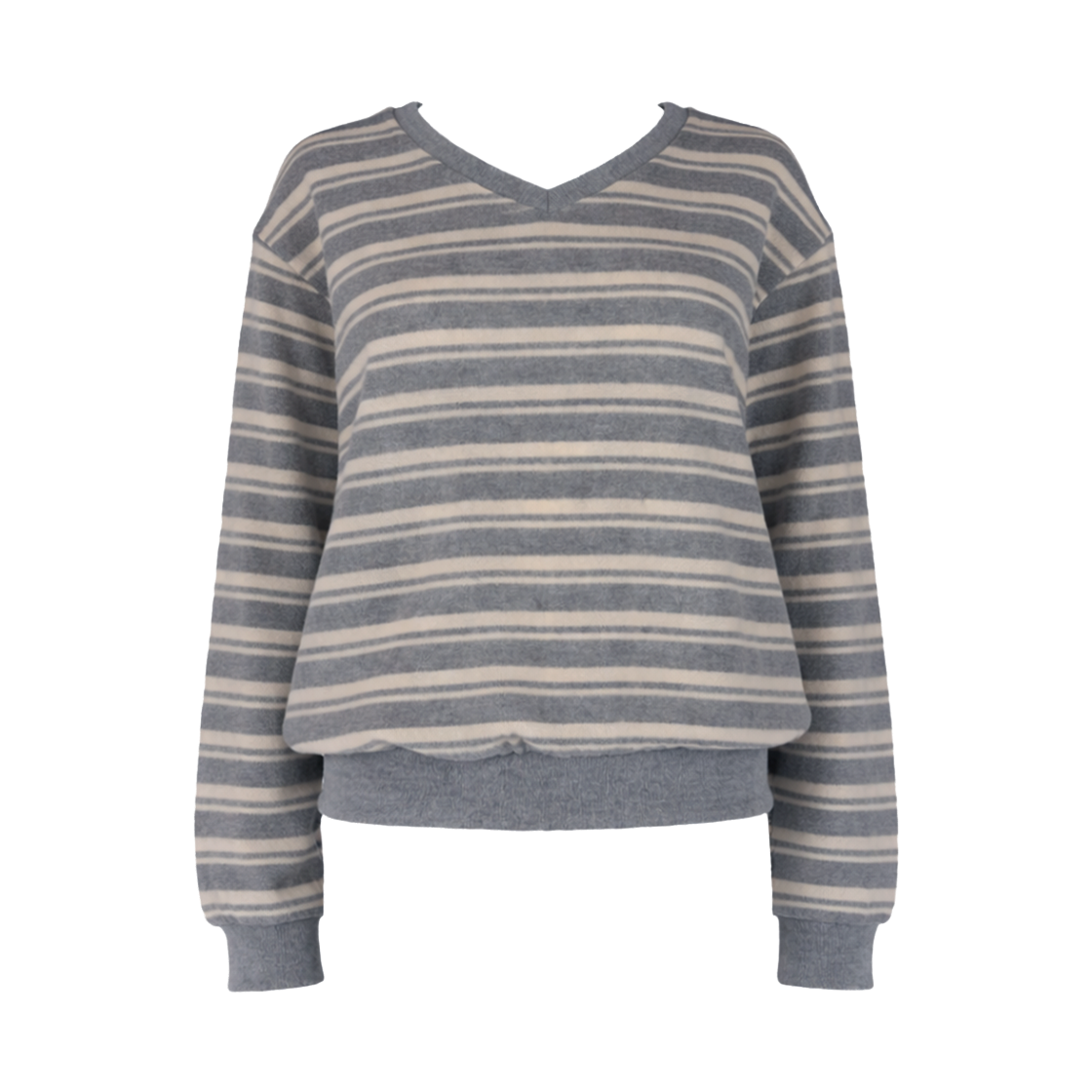 SA25116TSGY sayuu Brushed Stripe V-neck Pullover Gary