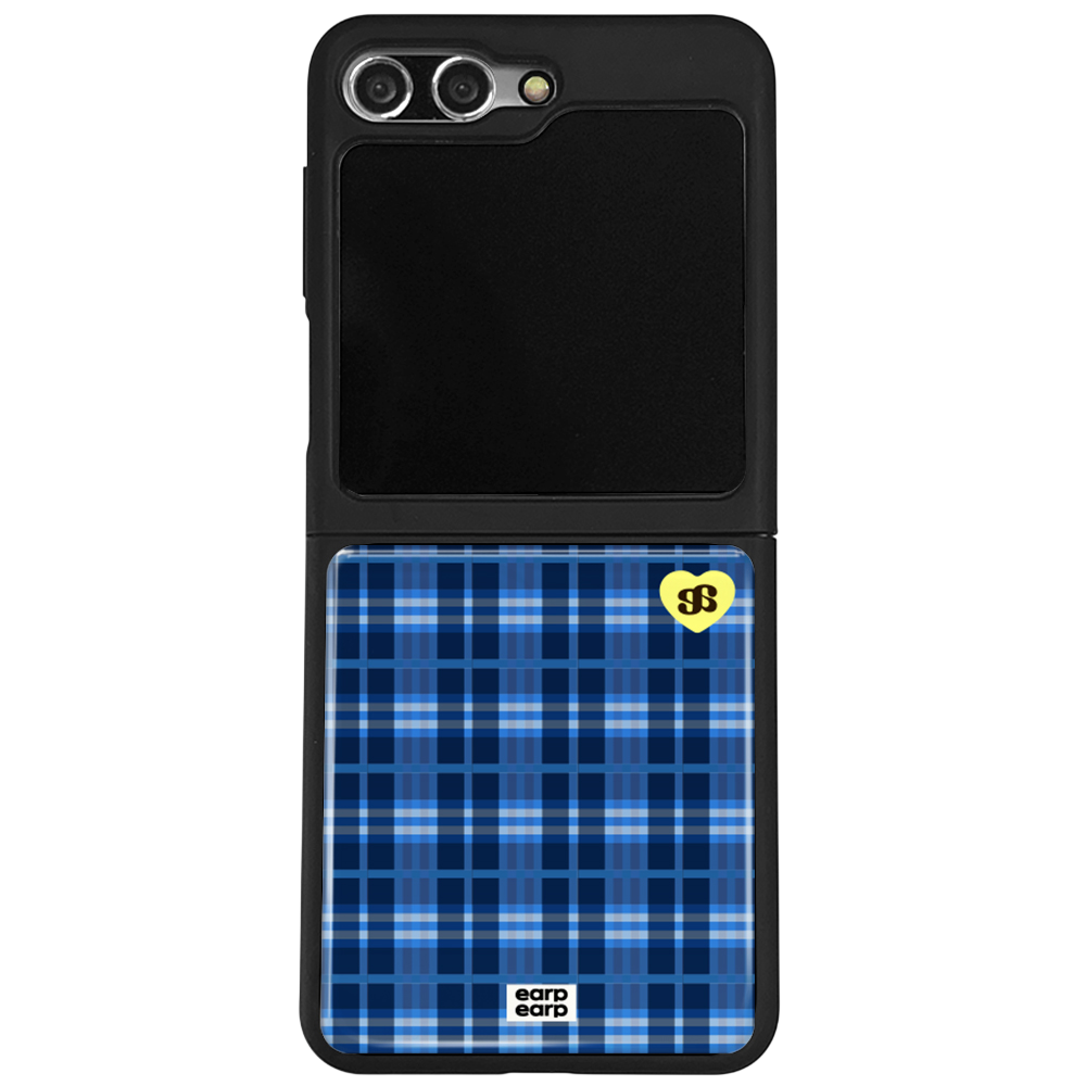 E2512_0021_1 earpearp Tartan Check Blue Z Flip Epoxy Case