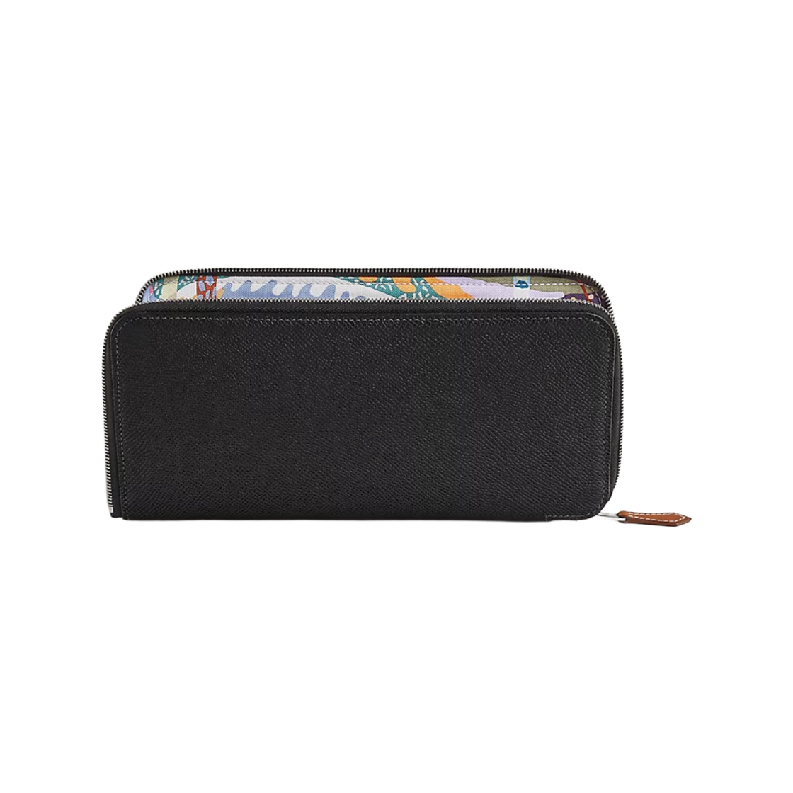 H084387CKAI Hermes Silk'In Classic Long Wallet Epsom Barenia Calfskin & Palladium Noir Cassis Vert Fizz