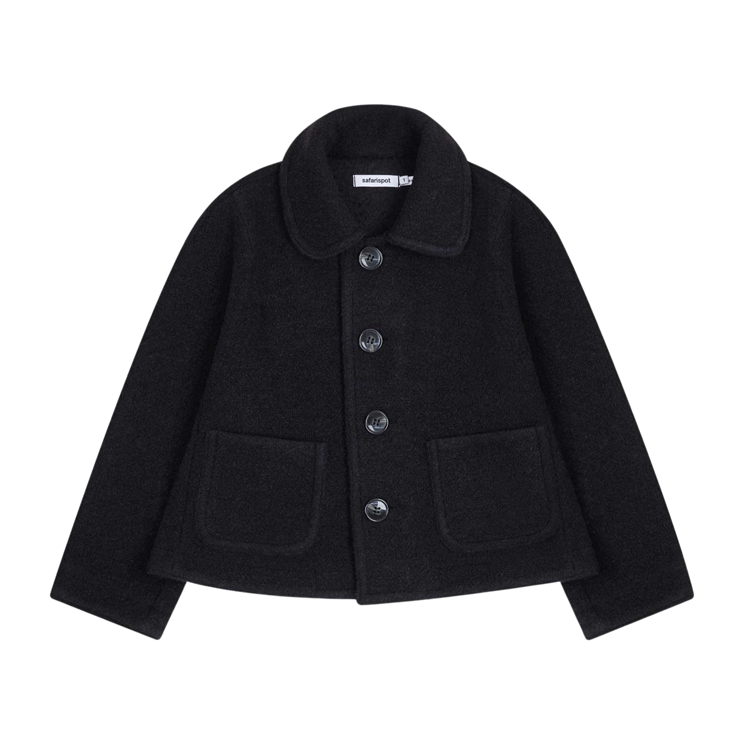 P0000BVS Safarispot 1/2 Wool Terry Jacket Black