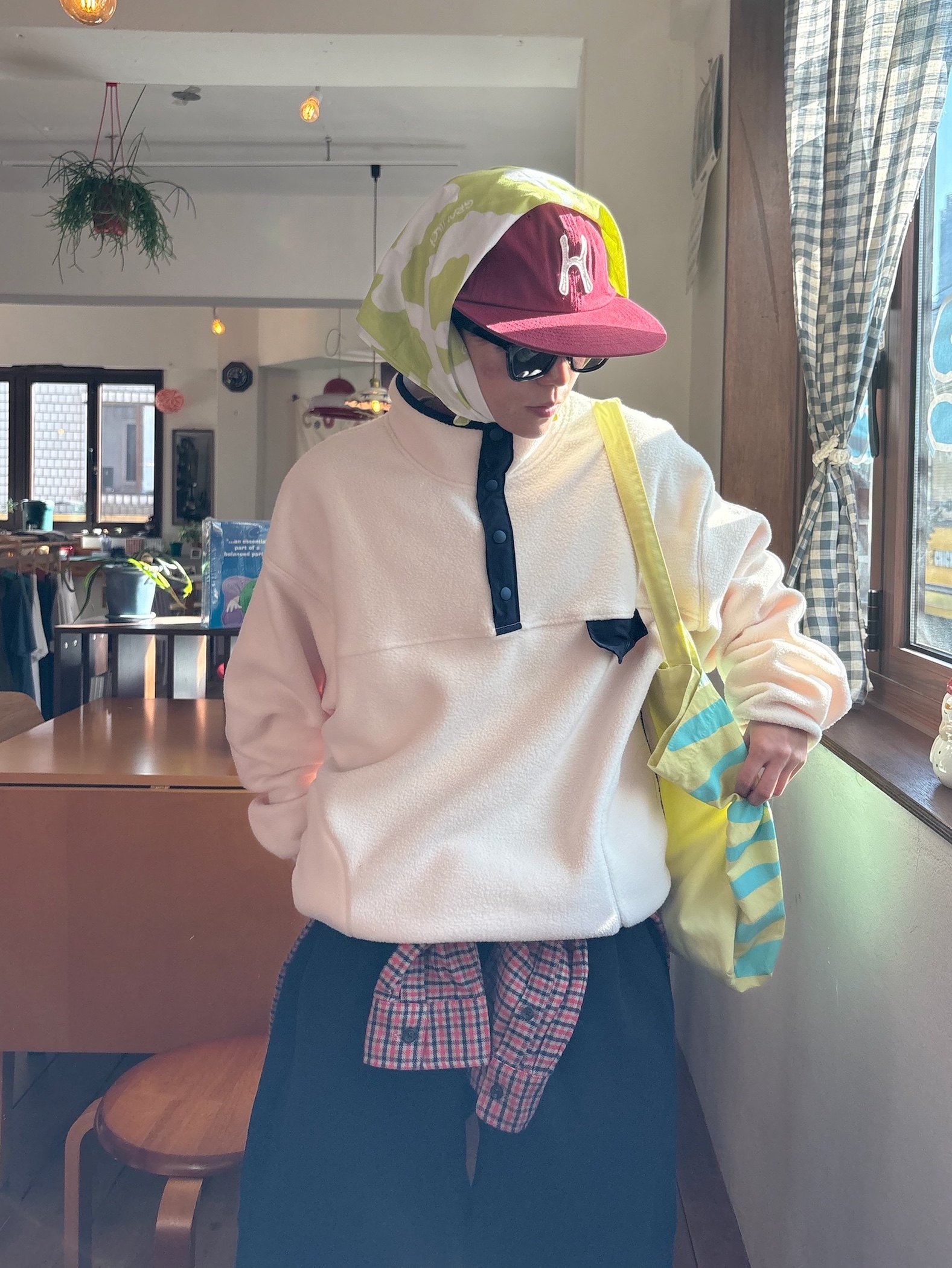 Hello Sunrise H Logo Wool Relaxed Fit 6 Panel Cap Burgundy, Hatchingroom x Mascompany Haema Bag Lemon 착용 스타일