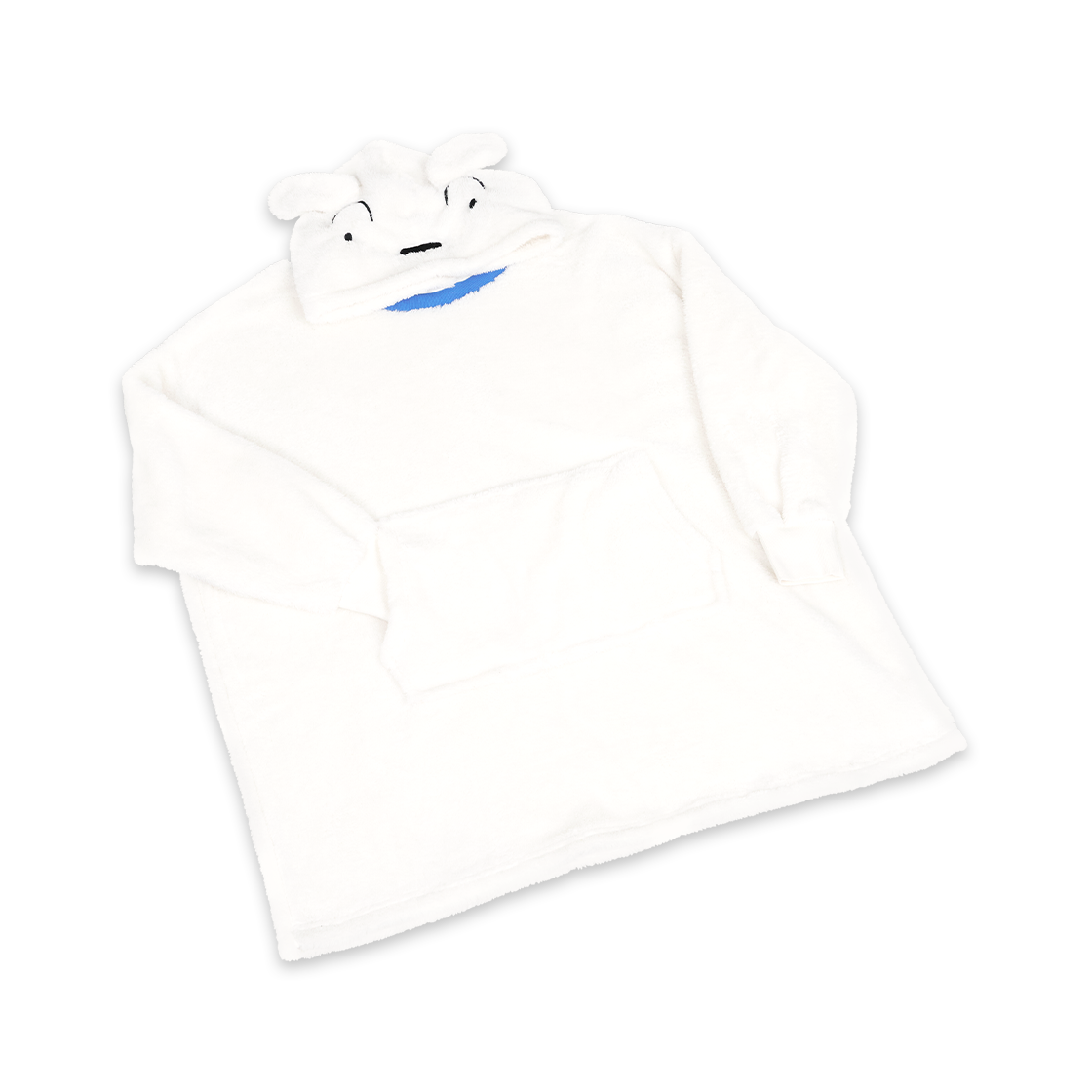 댄꼼마 x 짱구 흰둥이 빅후드 티셔츠 담요 흰색(DANCOMMA x Crayon Shin Chan Shiro Big Hooded T-Shirt Blanket White)