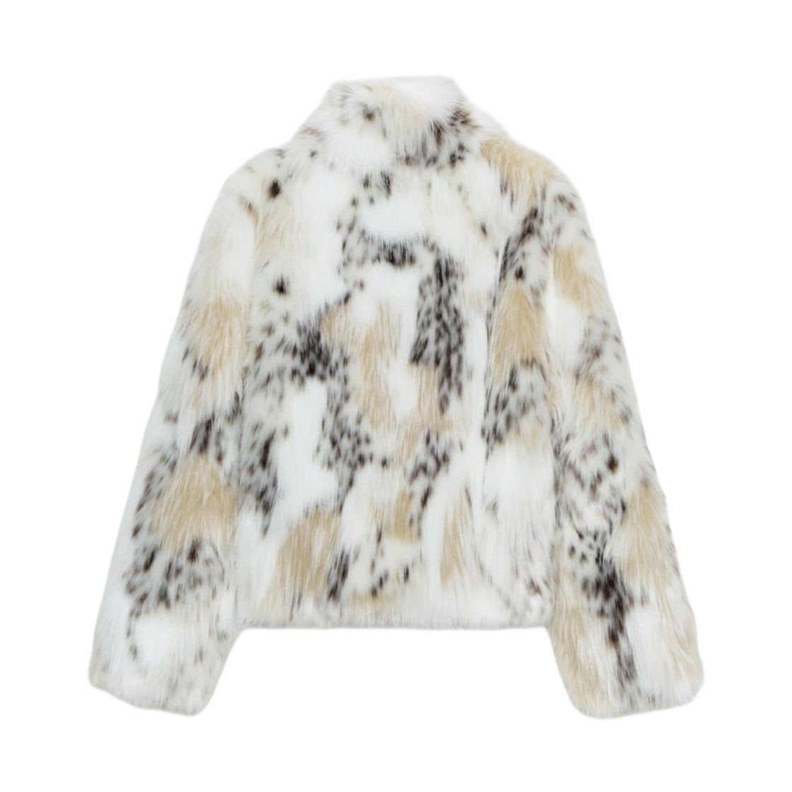 (W) 자라 ZW 컬렉션 페이크 퍼 숏 코트 블랙 크림((W) Zara ZW Collection Fake Fur Short Coat Black Cream) - 2