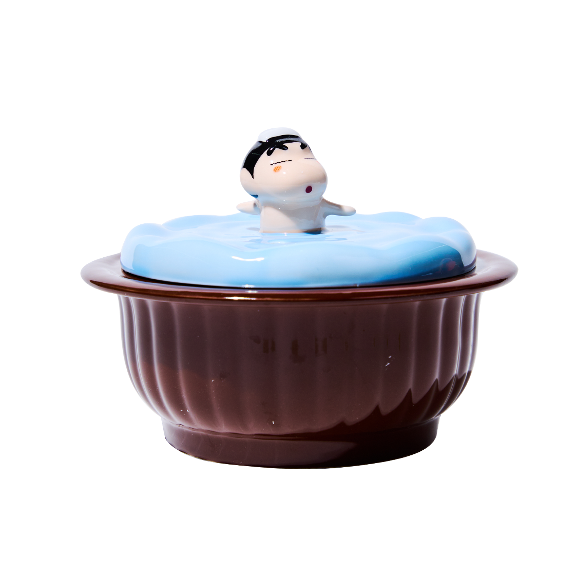 댄꼼마 x 짱구 뜨끈뜨끈 짱구 온천 뚝배기 하늘색 갈색 775ml 하(DANCOMMA x Crayon Shin Chan Steamy Shin Chan Onsen Hot Pot Sky Blue Brown 775ml)