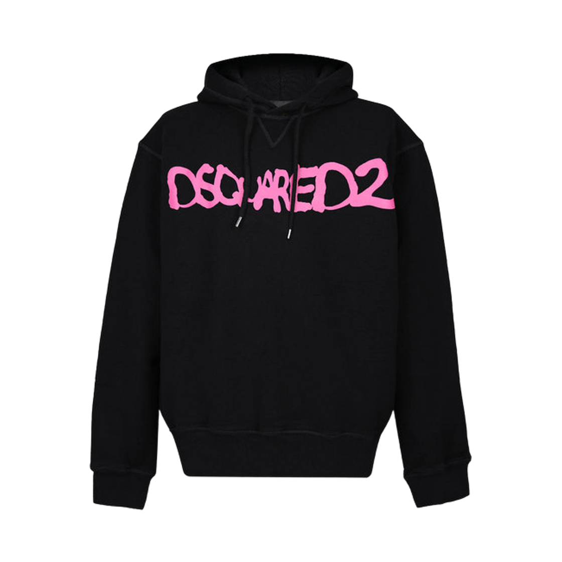 디스퀘어드2 로고 프린트 후드 스웨트셔츠 블랙 핑크(Dsquared2 Logo Print Hooded Sweatshirt Black Pink)
