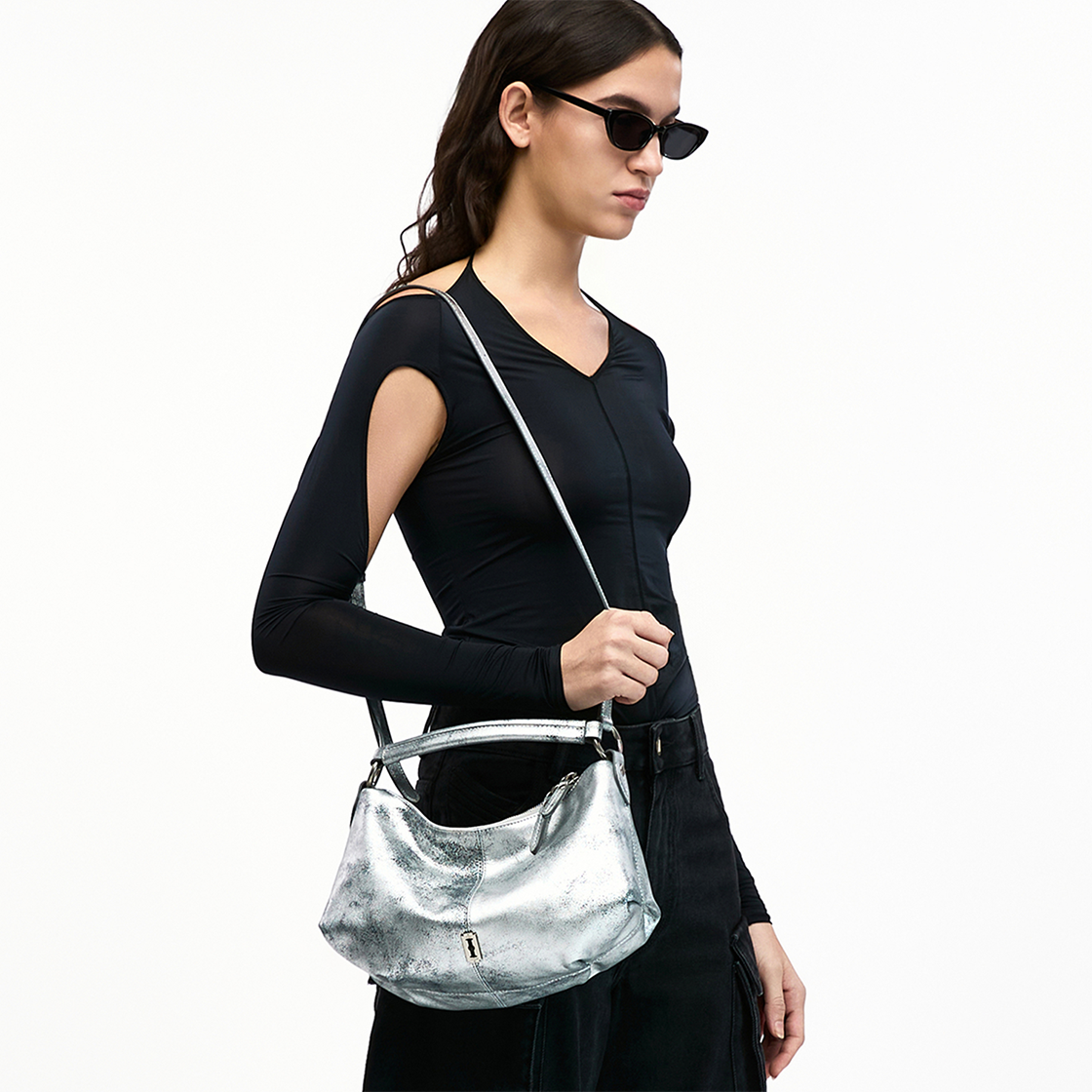 분크 하프문 아타쉬 숄더 스몰 빈티지실버(vunque Halfmoon Attache Shoulder S Vintage Silver) - 2