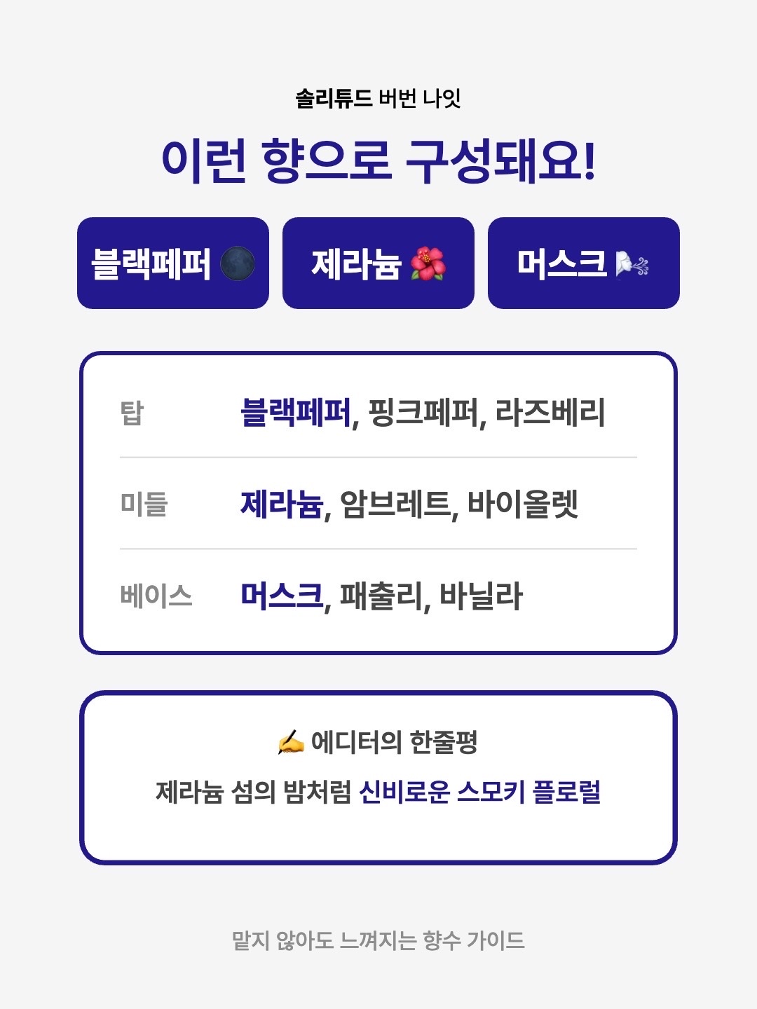 SOLITUDE BOURON NIGHT EAU DE PARFUM 30mL, SOLITUDE BOURBON NIGHT BODY LOTION 300mL 착용 스타일 - 3