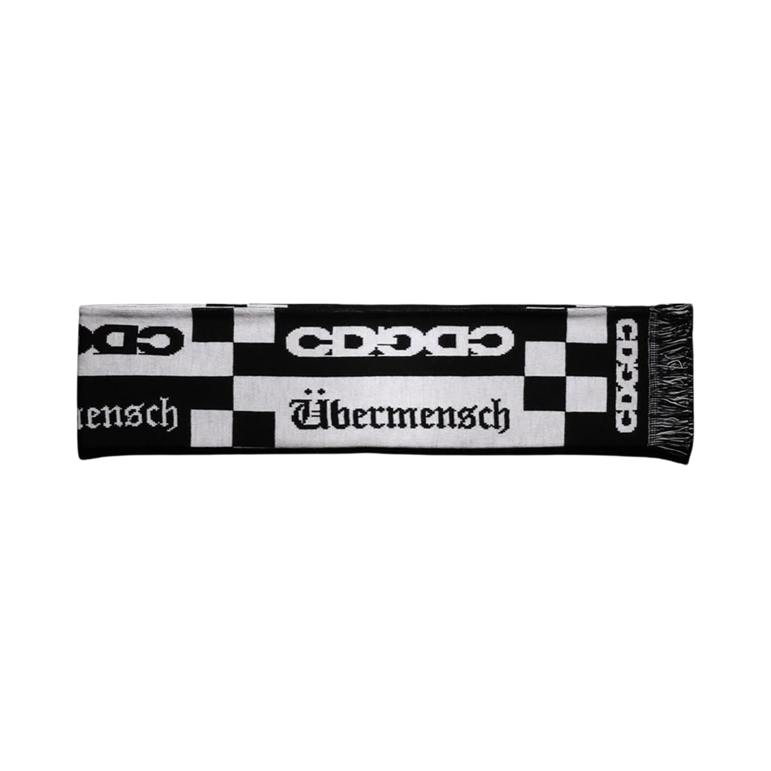 CDG x 지드래곤 위버멘쉬 CDGDC 체커드 머플러 화이트 블랙(CDG x G-DRAGON Ubermensch CDGDC Checkered Muffler White Black)