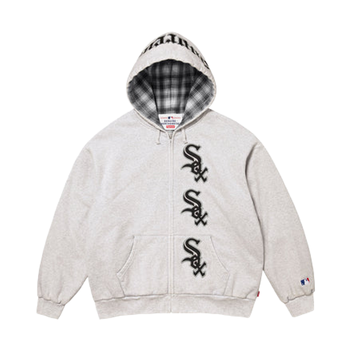 슈프림 x 시카고 화이트 삭스 집 업 후드 스웨트셔츠 애쉬 그레이 - 25FW