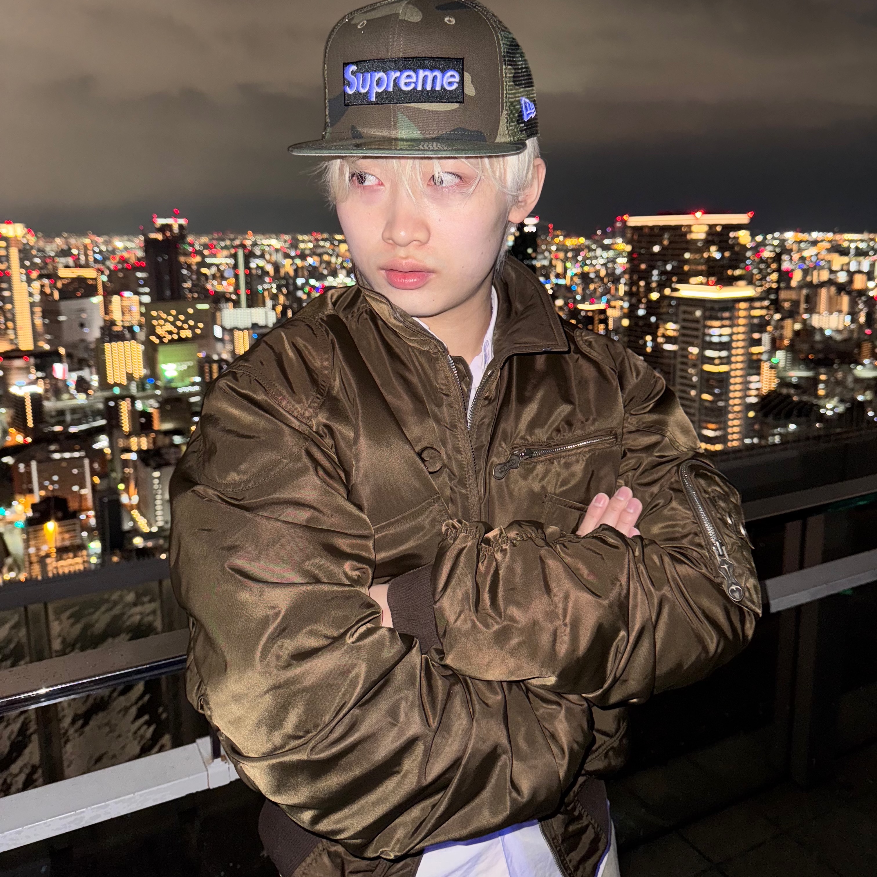 Supreme Box Logo Mesh Back New Era Woodland Camo - 24SS, Thug Club A Wingless Bird Brown 착용 스타일 - 1