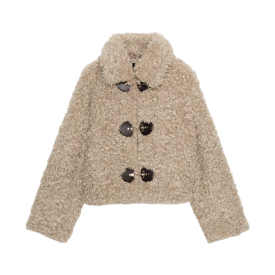 (W) 자라 페이크 퍼 토글 재킷 샌드((W) Zara Fake Fur Toggle Jacket Sand) - 1