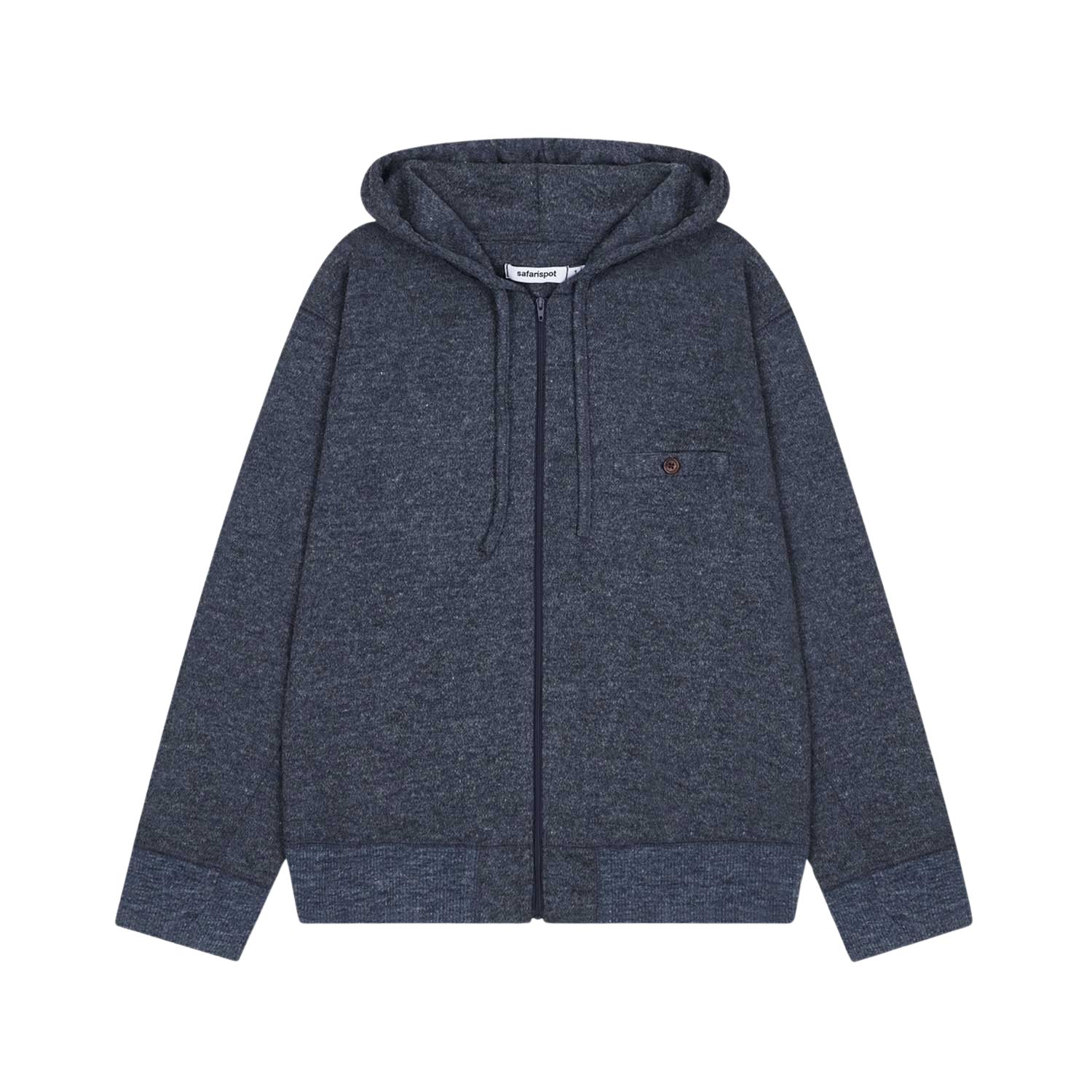 P0000BVO Safarispot Lightweight Knit Zip Up Hoodie Navy