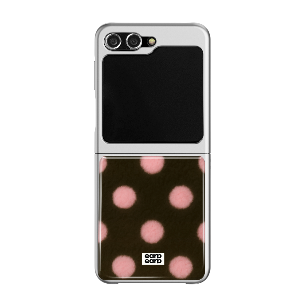 E2512_0145_2 earpearp Fabric Dot Pink Z Flip Epoxy Case Silver MagSafe