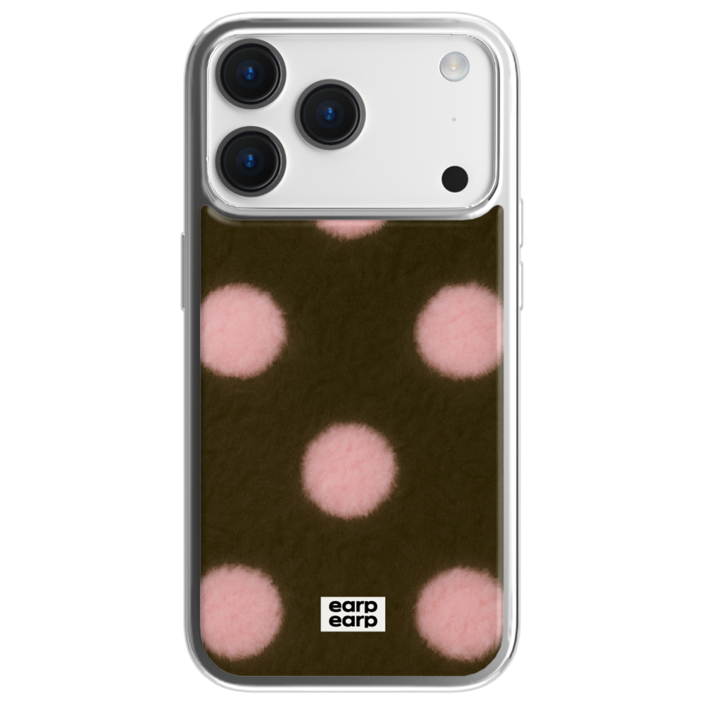 E2512_0134_2 earpearp Fabric Dot Pink Epoxy Case Silver MagSafe