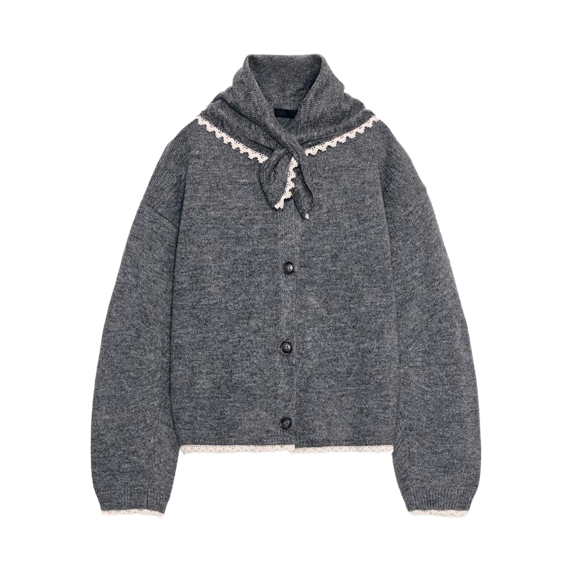 (W) 자라 반다나 레이스 니트 자켓 그레이((W) Zara Bandana Lace Knit Jacket Grey) - 1