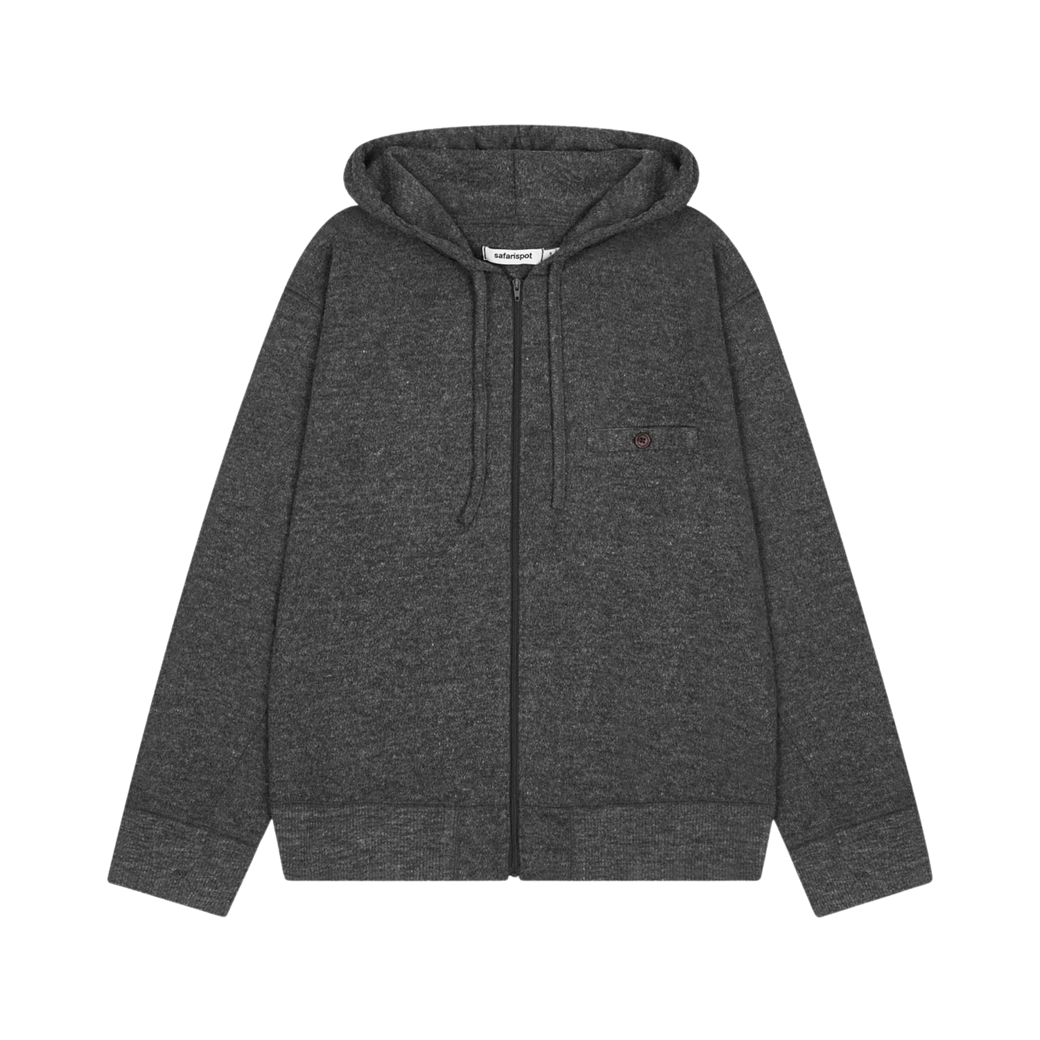 P0000BVP Safarispot Lightweight Knit Zip Up Hoodie Charcoal