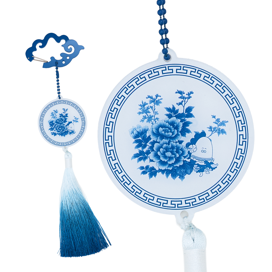 댄꼼마 x 아따맘마 청화백자 카라비너 키링(DANCOMMA × Atashin’chi Blue and White Porcelain Carabiner Keyring)