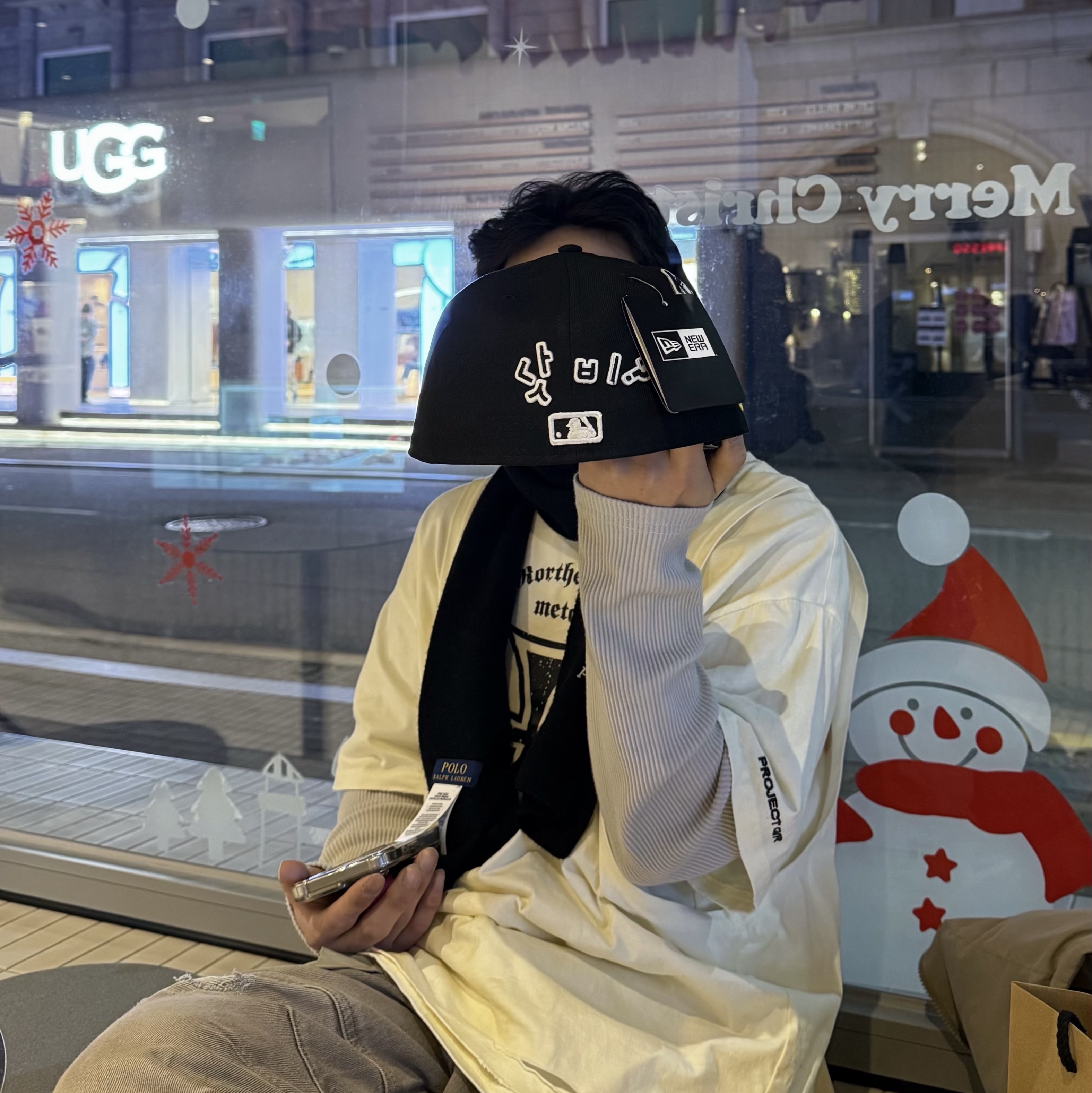 Project G/R x MFM333. 3 Layered Long Sleeve Ivory, New Era MLB Authentic Chicago White Sox Game Cap Black 착용 스타일 - 1