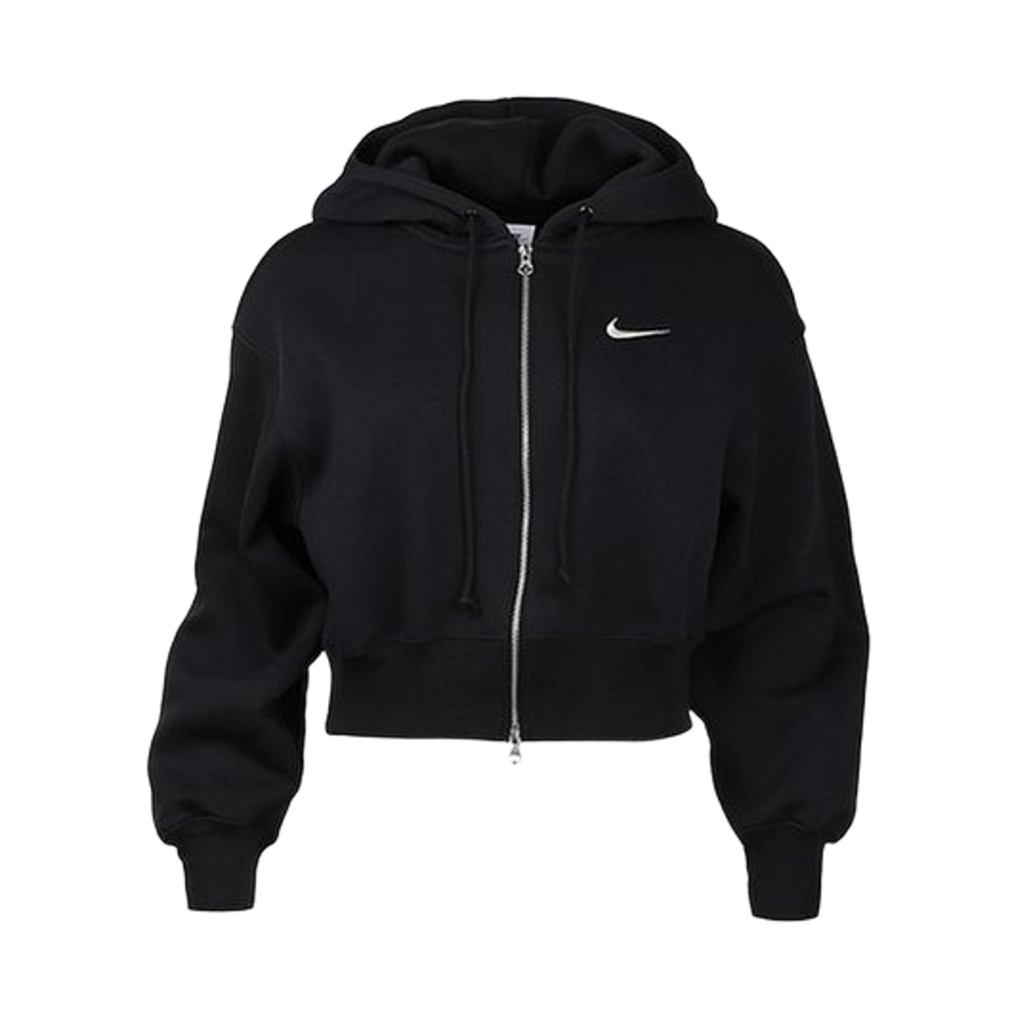 HJ0941-010 (W) Nike NSW Phoenix Fleece Loose Cropped Full-Zip Hoodie Black Sail - Asia