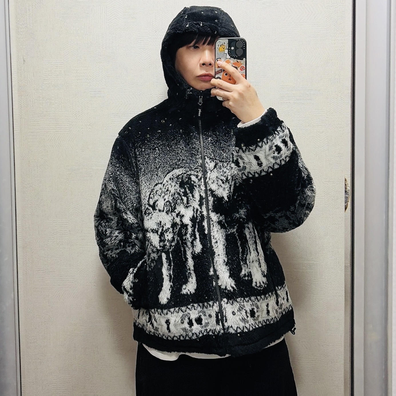 Supreme x B.B. Simon Reversible Hooded Fleece Jacket Black - 25FW 착용 스타일