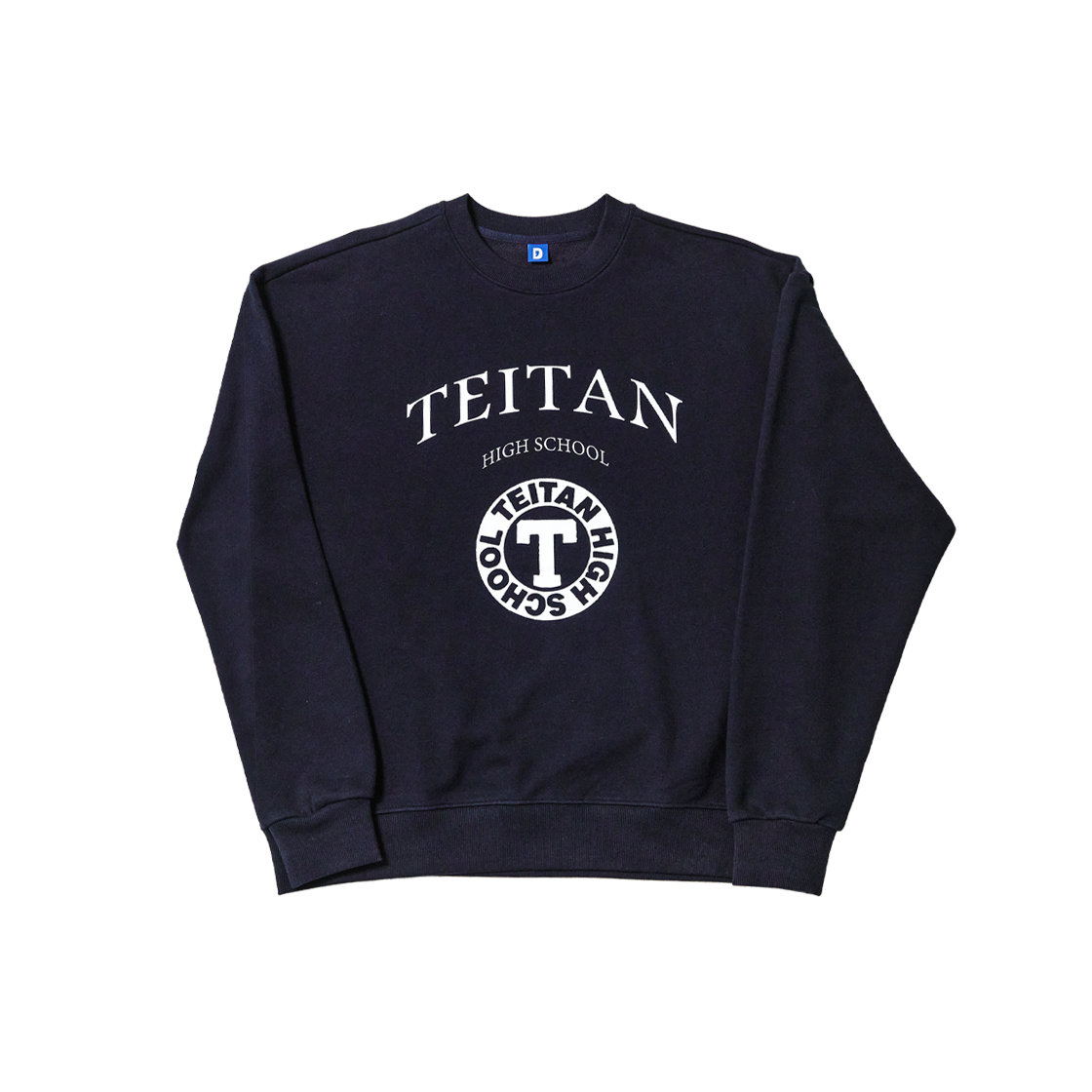 댄꼼마 x 명탐정 코난 테이탄고 스웨트셔츠 네이비(DANCOMMA x Detective Conan Teitan High School Sweatshirt Navy)
