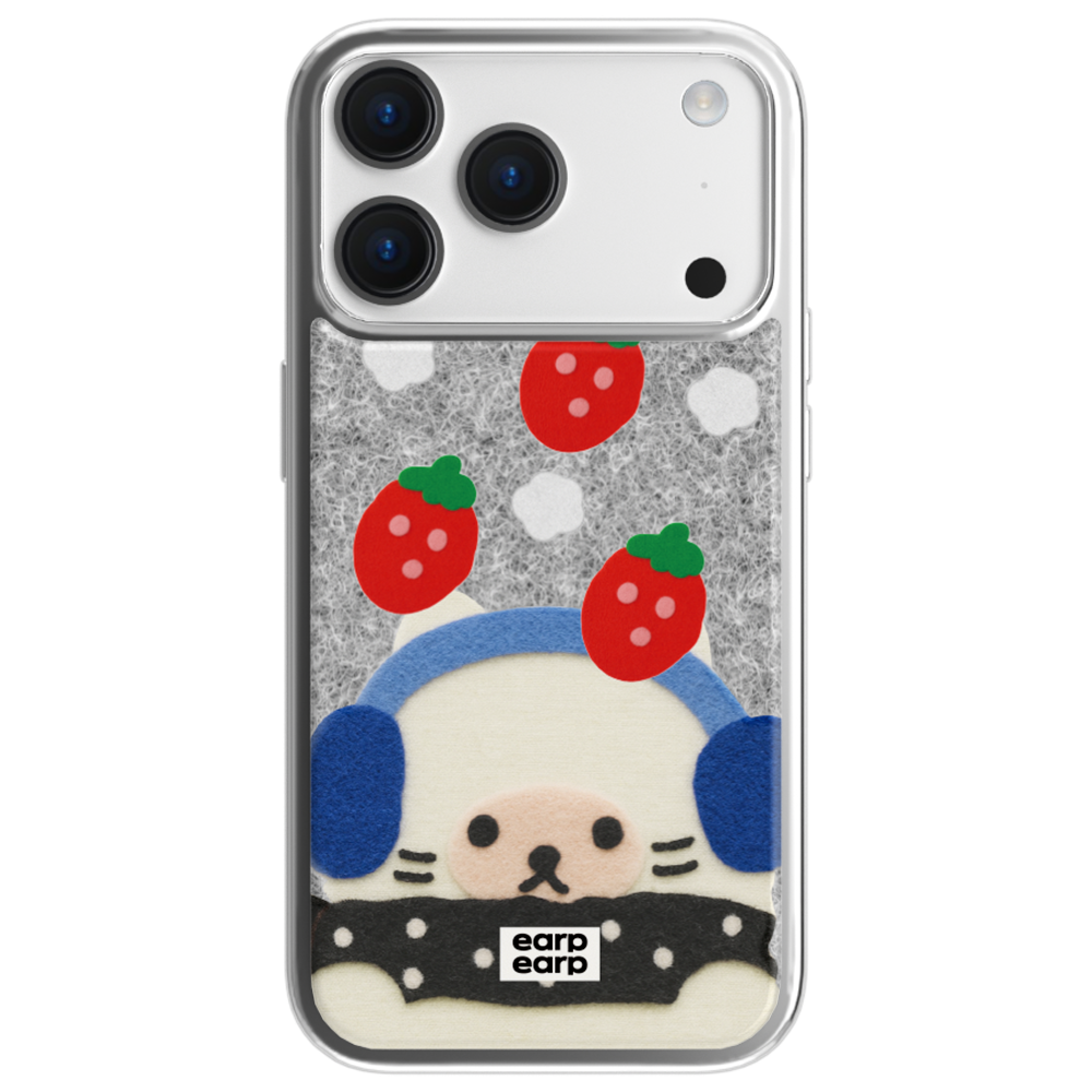 E2512_0138_1 earpearp Strawberry Earmuff Chichi Epoxy Case Silver