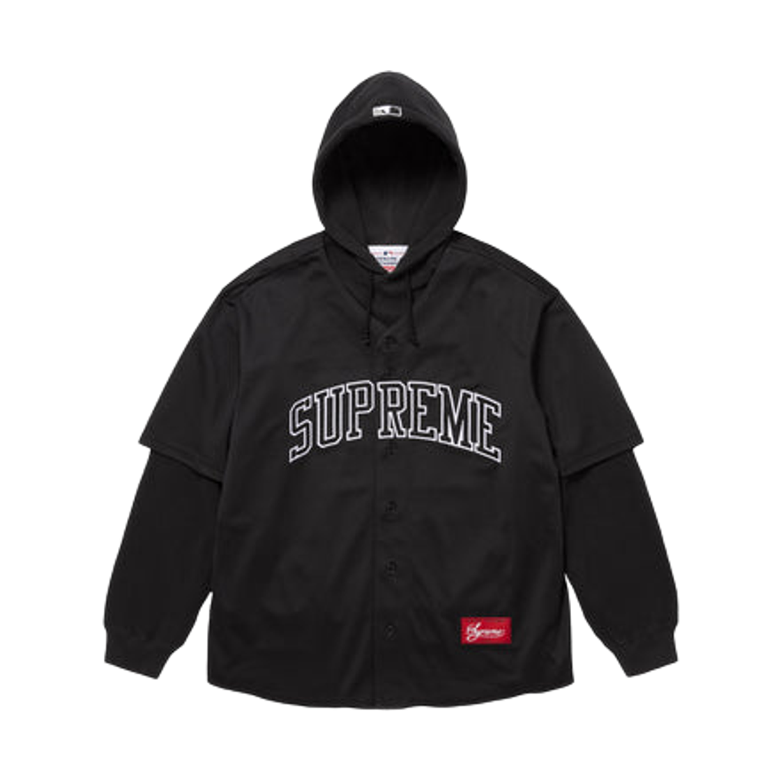 슈프림 x 시카고 화이트 삭스 후드 베이스볼 저지 블랙 - 25FW(Supreme x Chicago White Sox Hooded Baseball Jersey Black - 25FW)
