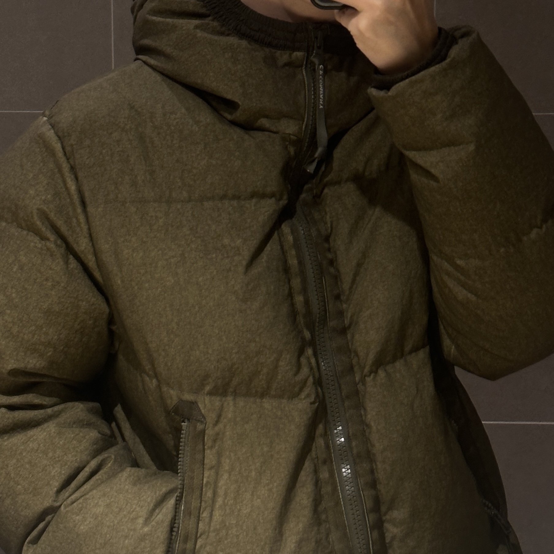 C.P. Company Co-Ted Goggle Down Jacket Ivy Green - 23FW 착용 스타일