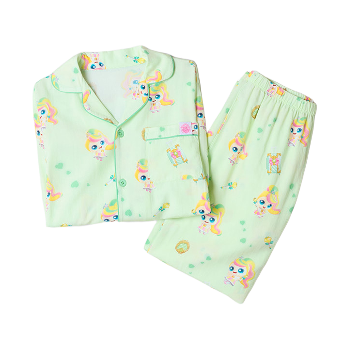 (키즈) 스파오 x 캐치! 티니핑 롱슬리브 파자마 그린((Kids) Spao x Catch! Teenieping Long Sleeve Pajama Green) - 1