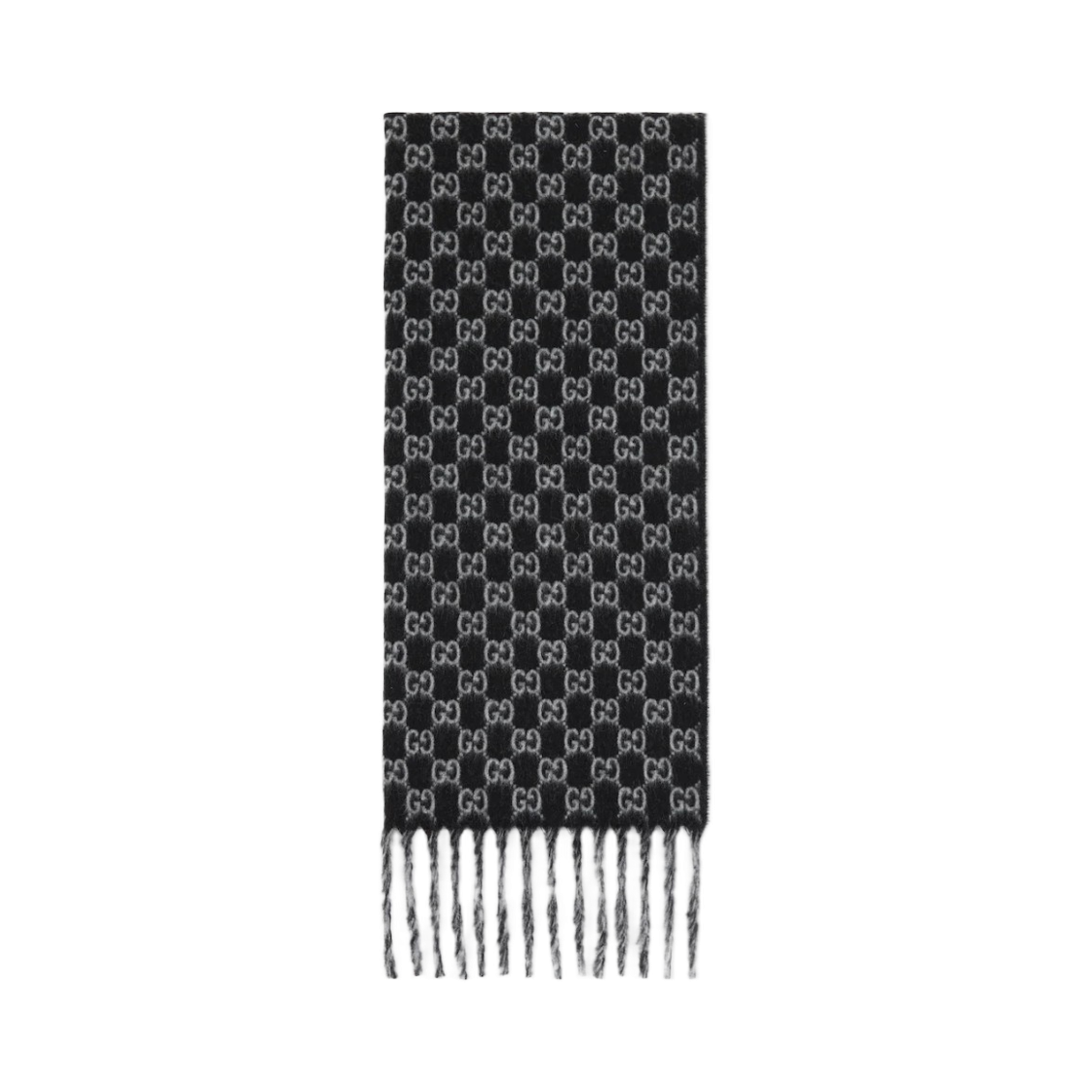구찌 GG 울 캐시미어 머플러 블랙 라이트 그레이(Gucci GG Wool Cashmere Muffler Black Light Grey) - 1