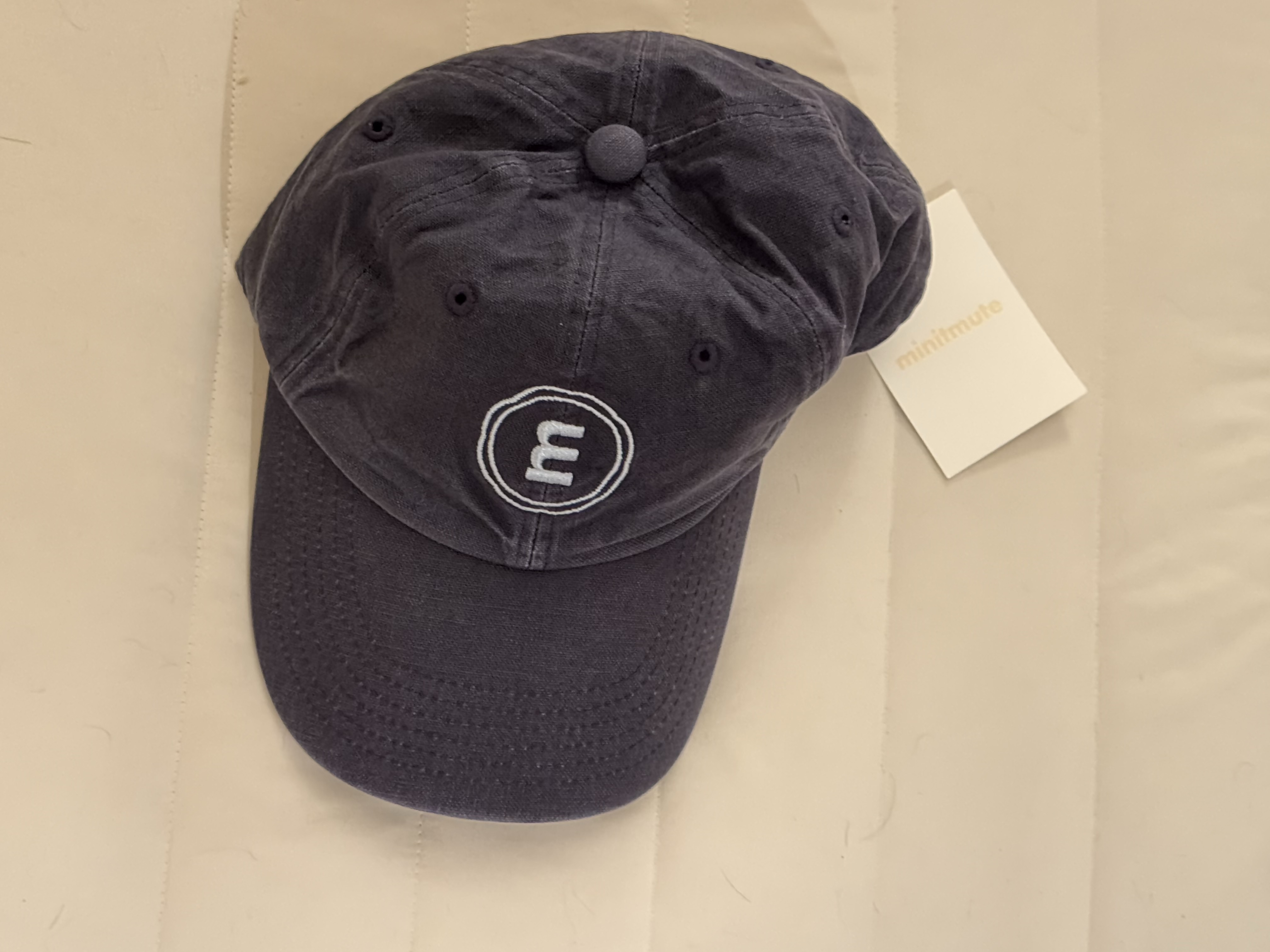 Minitmute M Ball Cap Washing Navy 착용 스타일