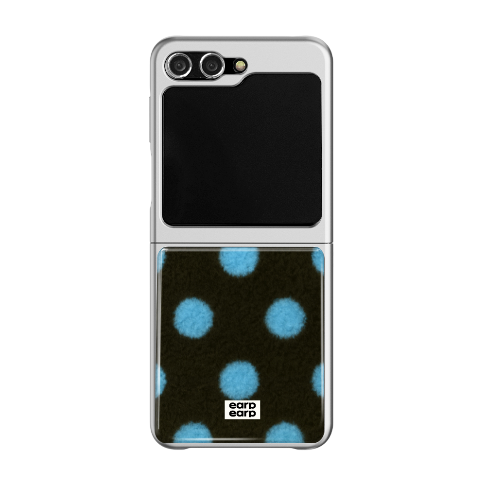 E2512_0144_2 earpearp Fabric Dot Blue Z Flip Epoxy Case Silver MagSafe