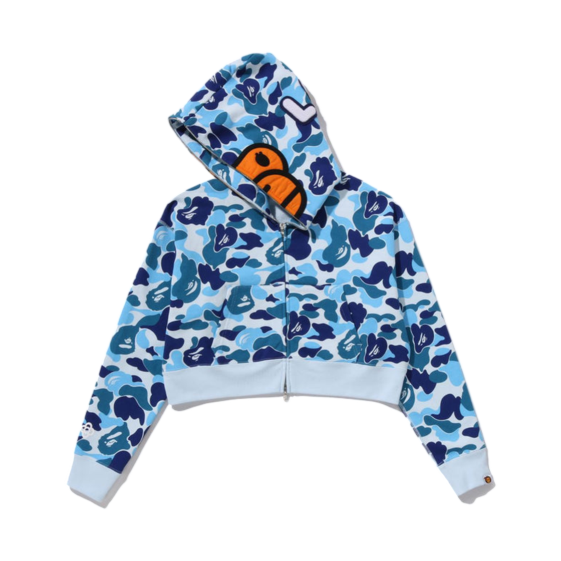 (W) 베이프 ABC 카모 베이비 리사 크롭 풀 집 후드 블루((W) BAPE ABC Camo Baby Lisa Cropped Full Zip Hoodie Blue) - 2